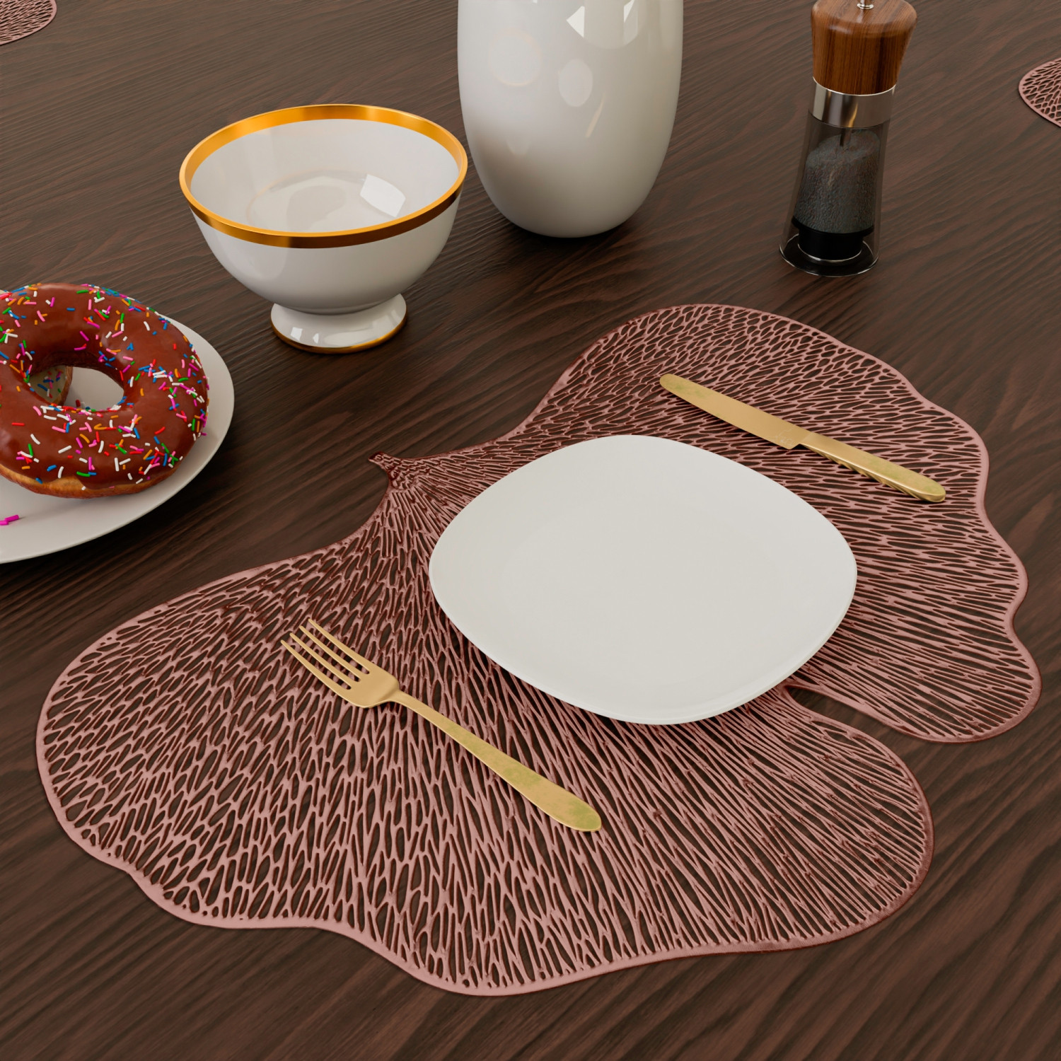 Kuber Industries Placemat  Placemats for Dining Room  Designer Table Mat Set  Placemats for Kitchen Table  Side Table Placemats  Butterfly Placemat Set  6 Piece Set  Copper