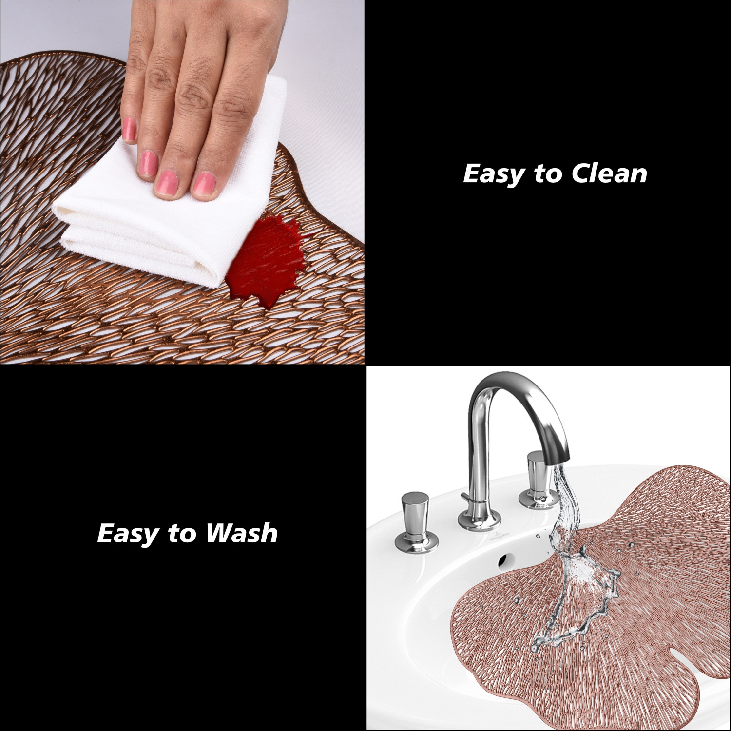 Kuber Industries Placemat  Placemats for Dining Room  Designer Table Mat Set  Placemats for Kitchen Table  Side Table Placemats  Butterfly Placemat Set  6 Piece Set  Copper