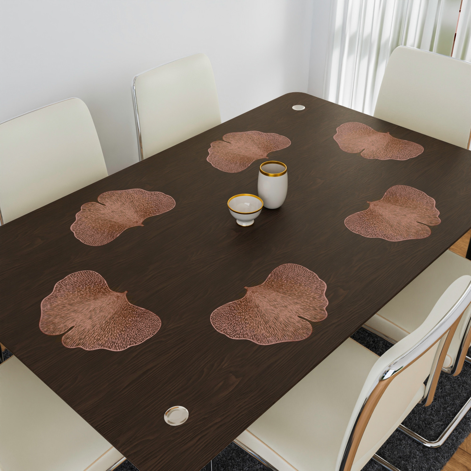 Kuber Industries Placemat  Placemats for Dining Room  Designer Table Mat Set  Placemats for Kitchen Table  Side Table Placemats  Butterfly Placemat Set  6 Piece Set  Copper