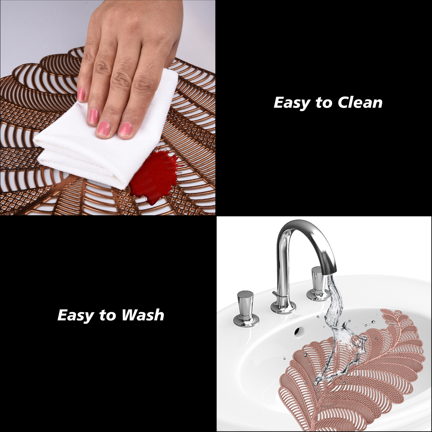 Kuber Industries Placemat  Placemats for Dining Room  Designer Table Mat Set  Placemats for Kitchen Table  Side Table Placemats  Leaf Shape Placemat  6 Piece Set  Copper