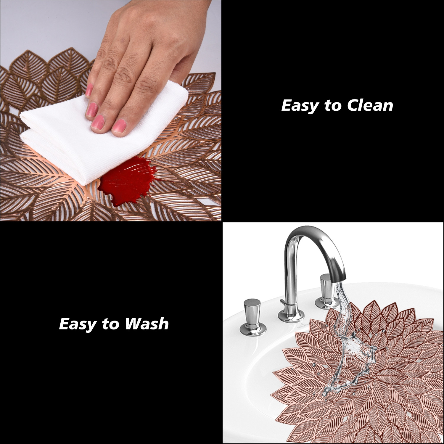 Kuber Industries Placemat  Placemats for Dining Room  Designer Table Mat Set  Placemats for Kitchen Table  Side Table Placemats  Round Flower Placemat  6 Piece Set  Copper