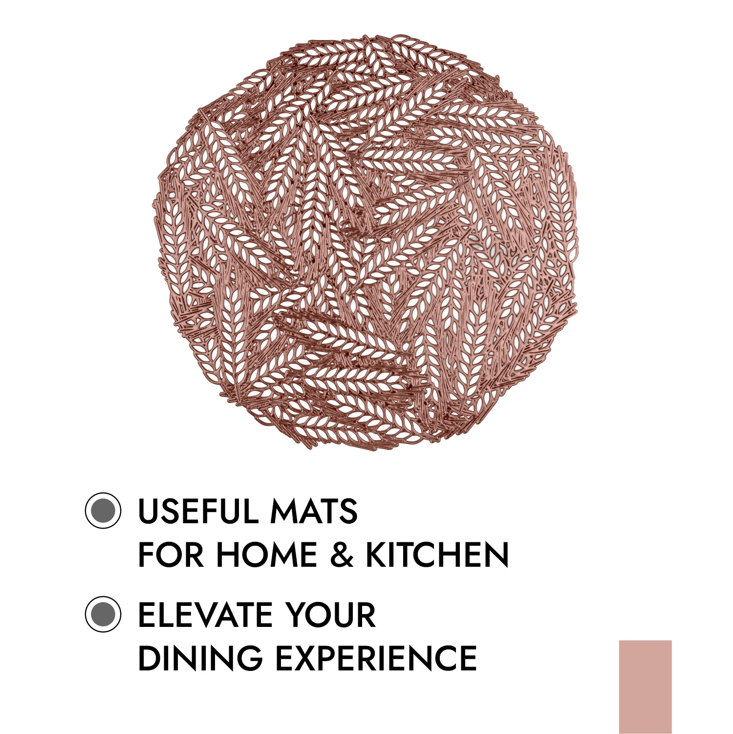 Kuber Industries Placemat | Placemats for Dining Room | Designer Table Mat Set | Placemats for Kitchen Table | Round Table Placemats | Leaf-Design Placemat |Copper