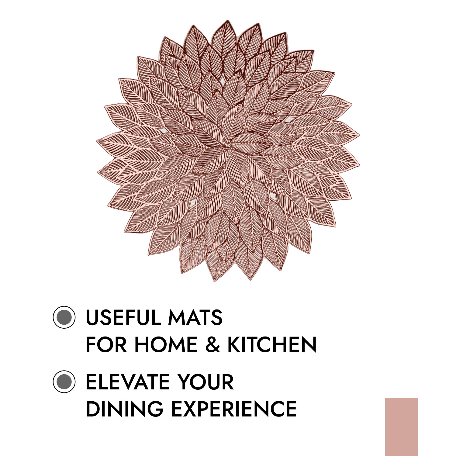 Kuber Industries Placemat | Placemats for Dining Room | Designer Table Mat Set | Placemats for Kitchen Table | Side Table Placemats | Round Flower Placemat |Copper