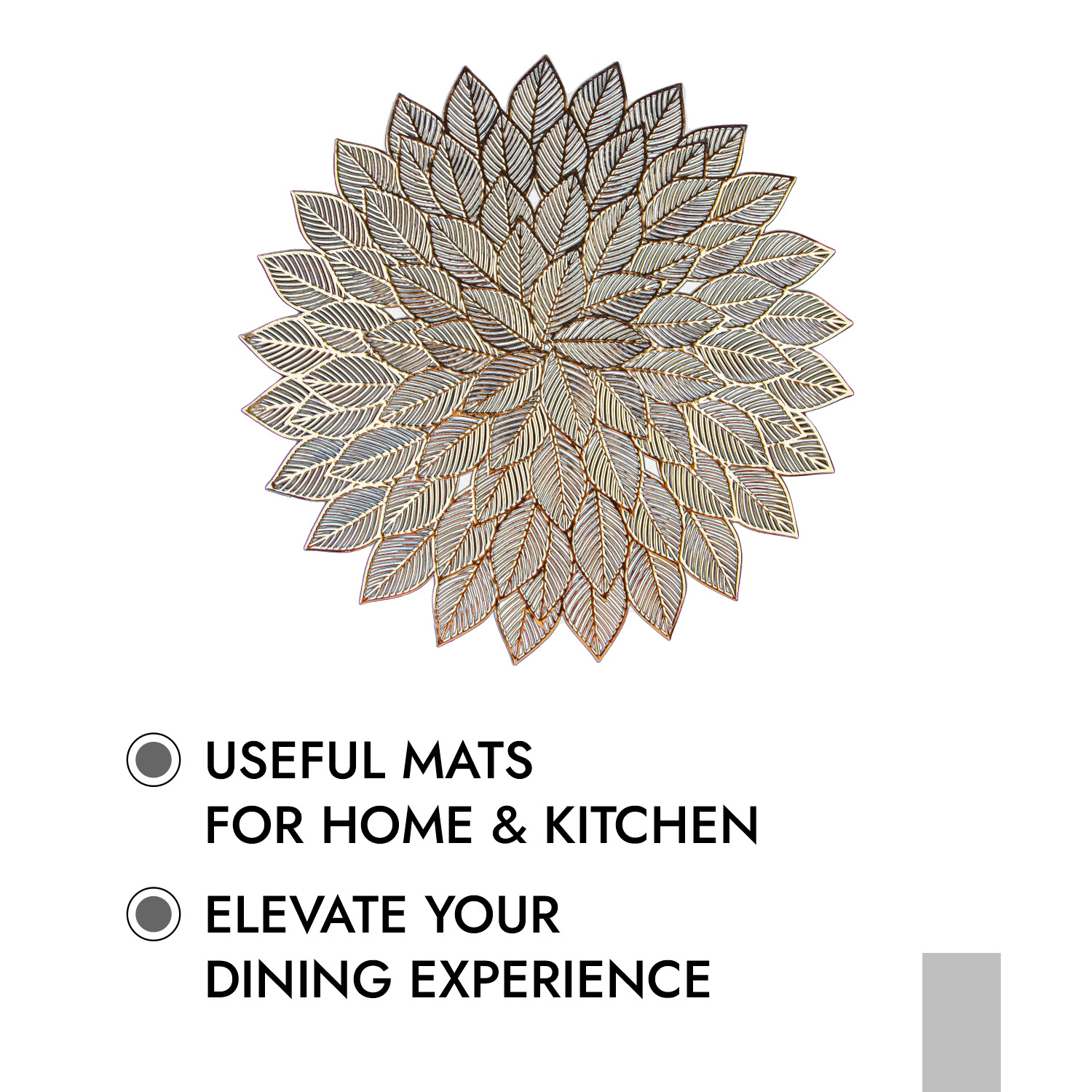 Kuber Industries Placemat | Placemats for Dining Room | Designer Table Mat Set | Placemats for Kitchen Table | Side Table Placemats | Round Flower Placemat |Golden