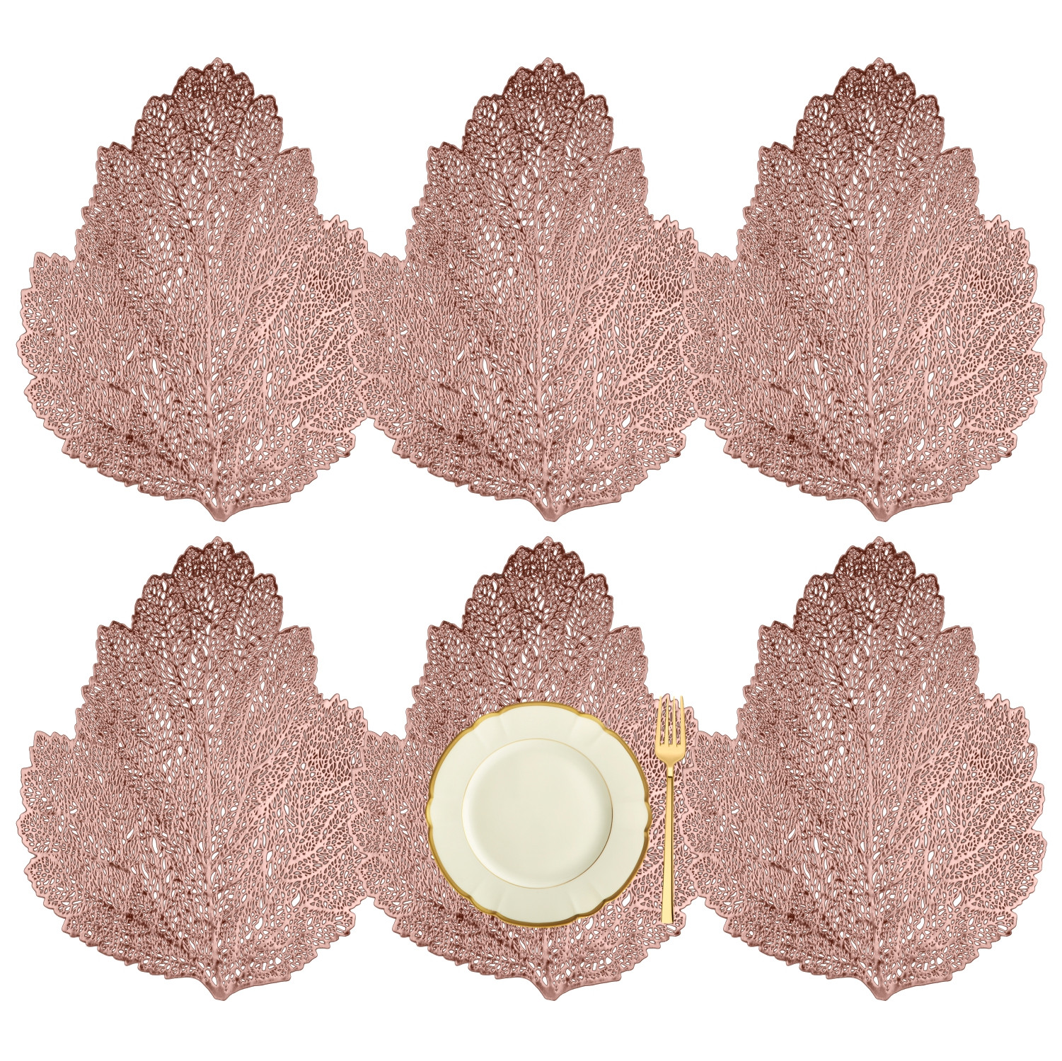 Kuber Industries Placemat | Placemats for Dining Room | Designer Table Mat Set | Placemats for Kitchen Table | Side Table Placemats | Patta Shape Placemat |Copper