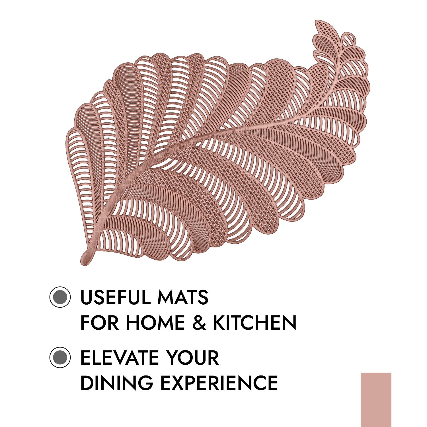Kuber Industries Placemat | Placemats for Dining Room | Designer Table Mat Set | Placemats for Kitchen Table | Side Table Placemats | Leaf Shape Placemat |Copper
