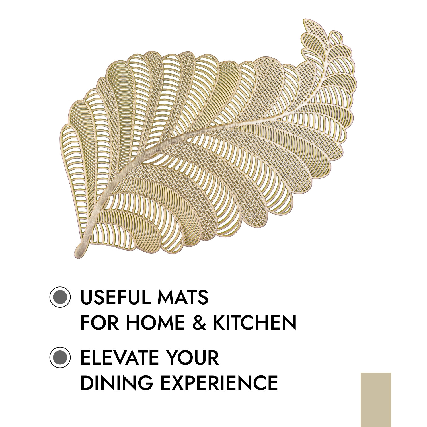 Kuber Industries Placemat | Placemats for Dining Room | Designer Table Mat Set | Placemats for Kitchen Table | Side Table Placemats | Leaf Shape Placemat |Golden