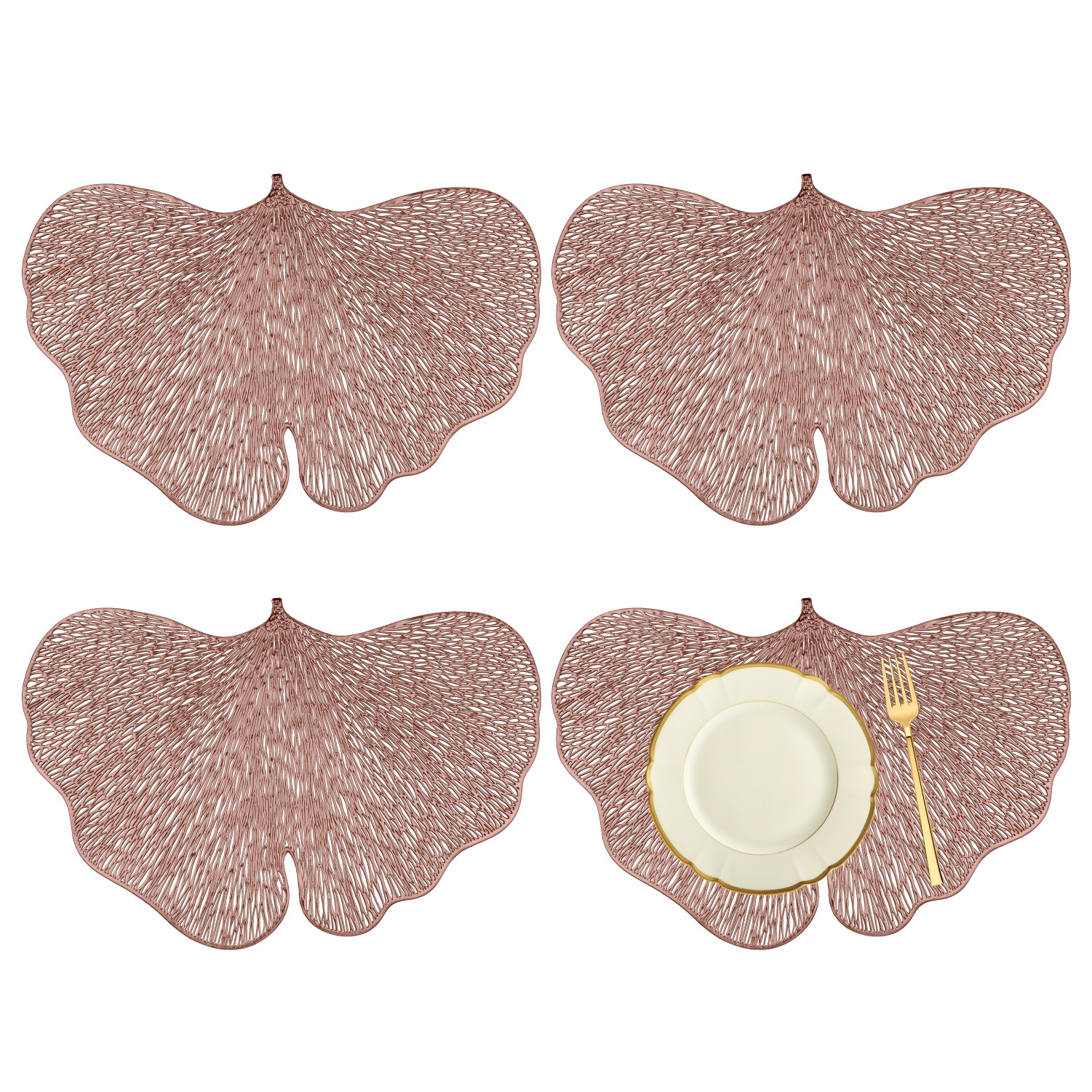 Kuber Industries Placemat | Placemats for Dining Room | Designer Table Mat Set | Placemats for Kitchen Table | Side Table Placemats | Butterfly Placemat Set |Copper