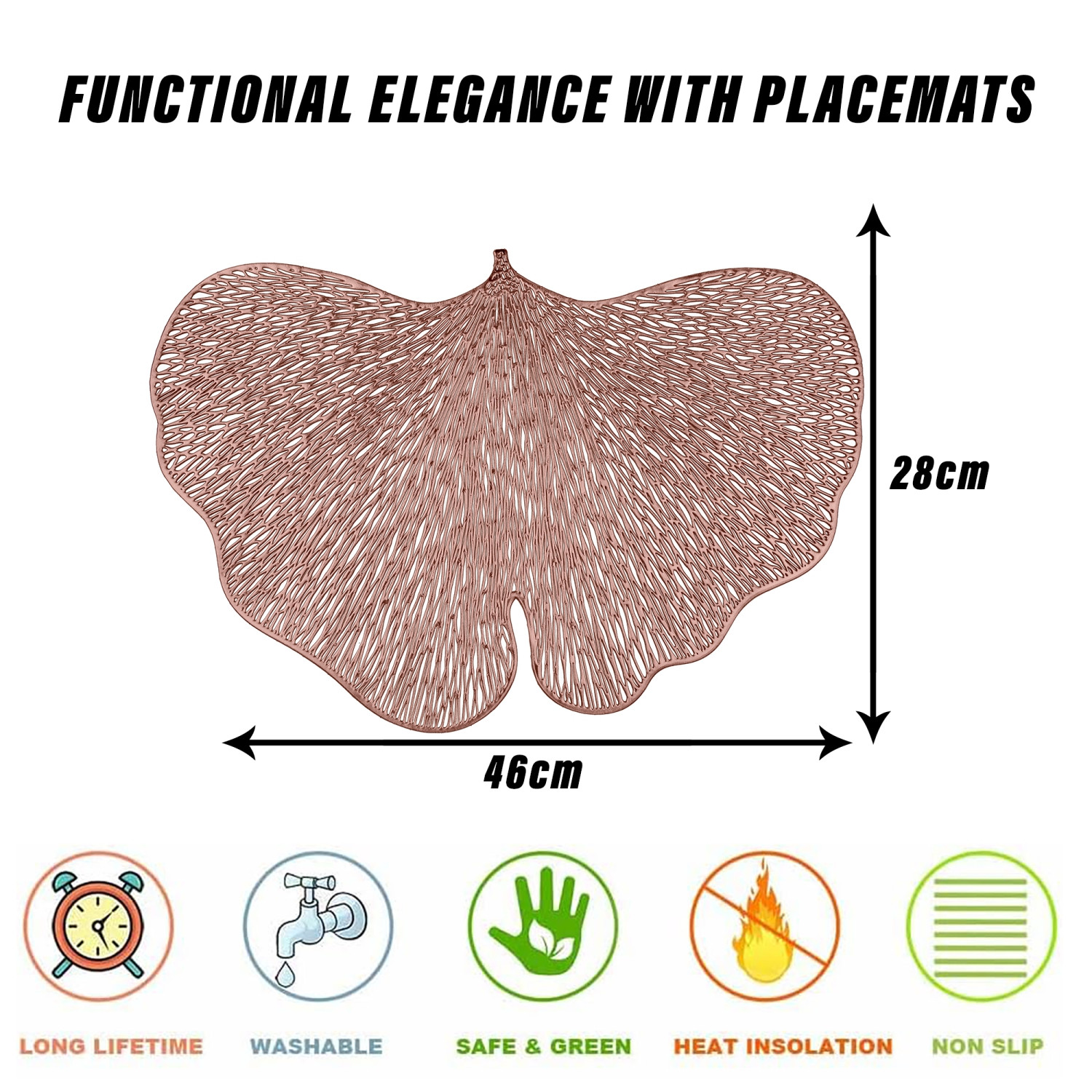 Kuber Industries Placemat | Placemats for Dining Room | Designer Table Mat Set | Placemats for Kitchen Table | Side Table Placemats | Butterfly Placemat Set |Copper