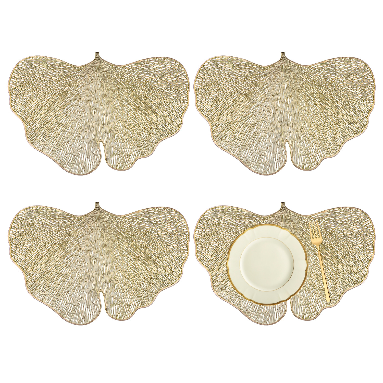 Kuber Industries Placemat | Placemats for Dining Room | Designer Table Mat Set | Placemats for Kitchen Table | Side Table Placemats | Butterfly Placemat Set |Golden