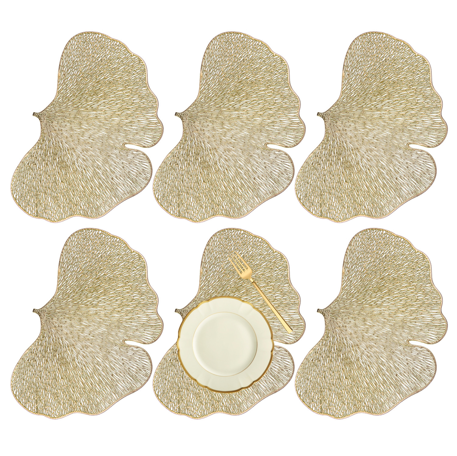 Kuber Industries Placemat | Placemats for Dining Room | Designer Table Mat Set | Placemats for Kitchen Table | Side Table Placemats | Butterfly Placemat Set |Golden