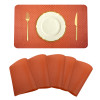 Placemat | Placemats for Dining Room | Table Mat Set | Placemats for Kitchen Table | Dining Table Placemats | Check-Design Placemat | 6 Piece Set | Orange