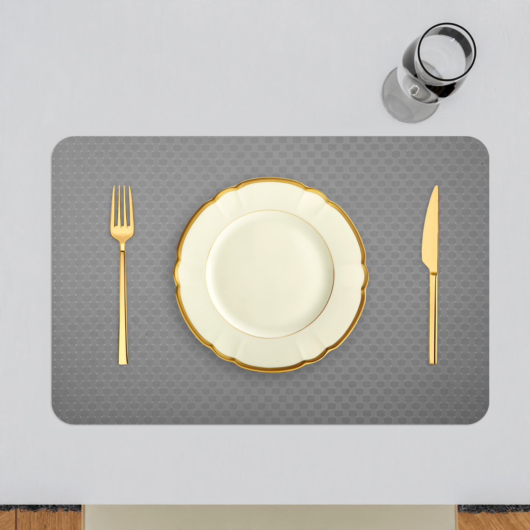 Kuber Industries Placemat  Placemats for Dining Room  Table Mat Set  Placemats for Kitchen Table  Dining Table Placemats  Check-Design Placemat  6 Piece Set  Gray