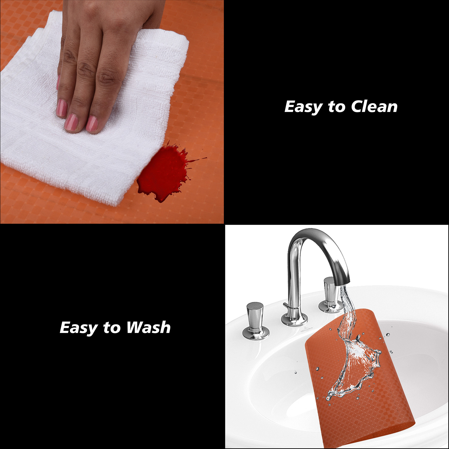 Kuber Industries Placemat  Placemats for Dining Room  Table Mat Set  Placemats for Kitchen Table  Dining Table Placemats  Check-Design Placemat  6 Piece Set  Orange