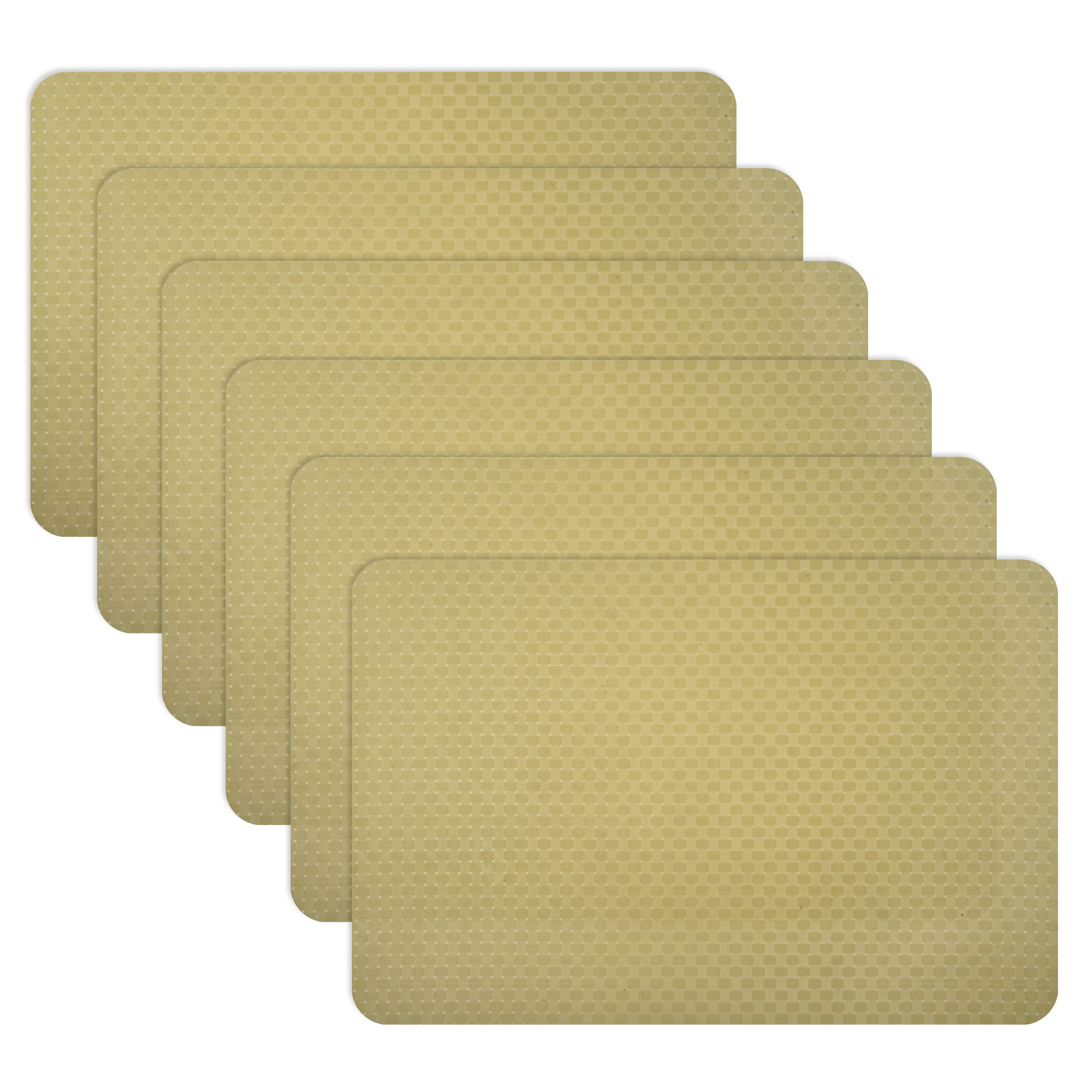 Kuber Industries Placemat | Placemats for Dining Room | Table Mat Set | Placemats for Kitchen Table | Dining Table Placemats | Check-Design Placemat | 6 Piece Set | Beige
