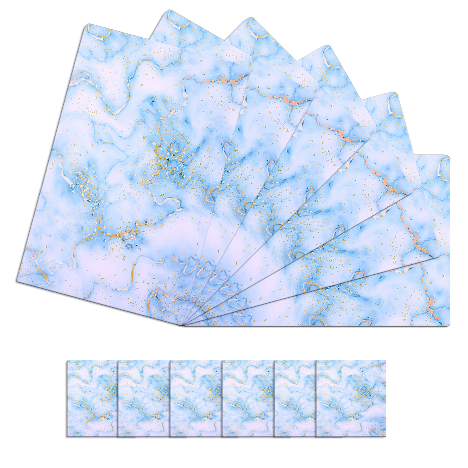 Kuber Industries Placemat  Table Placemats with Coasters  Table Placemats with Tea Coasters  Dining Table Placemats  Coasters Set  See Gold  12 Piece Set  Sky Blue