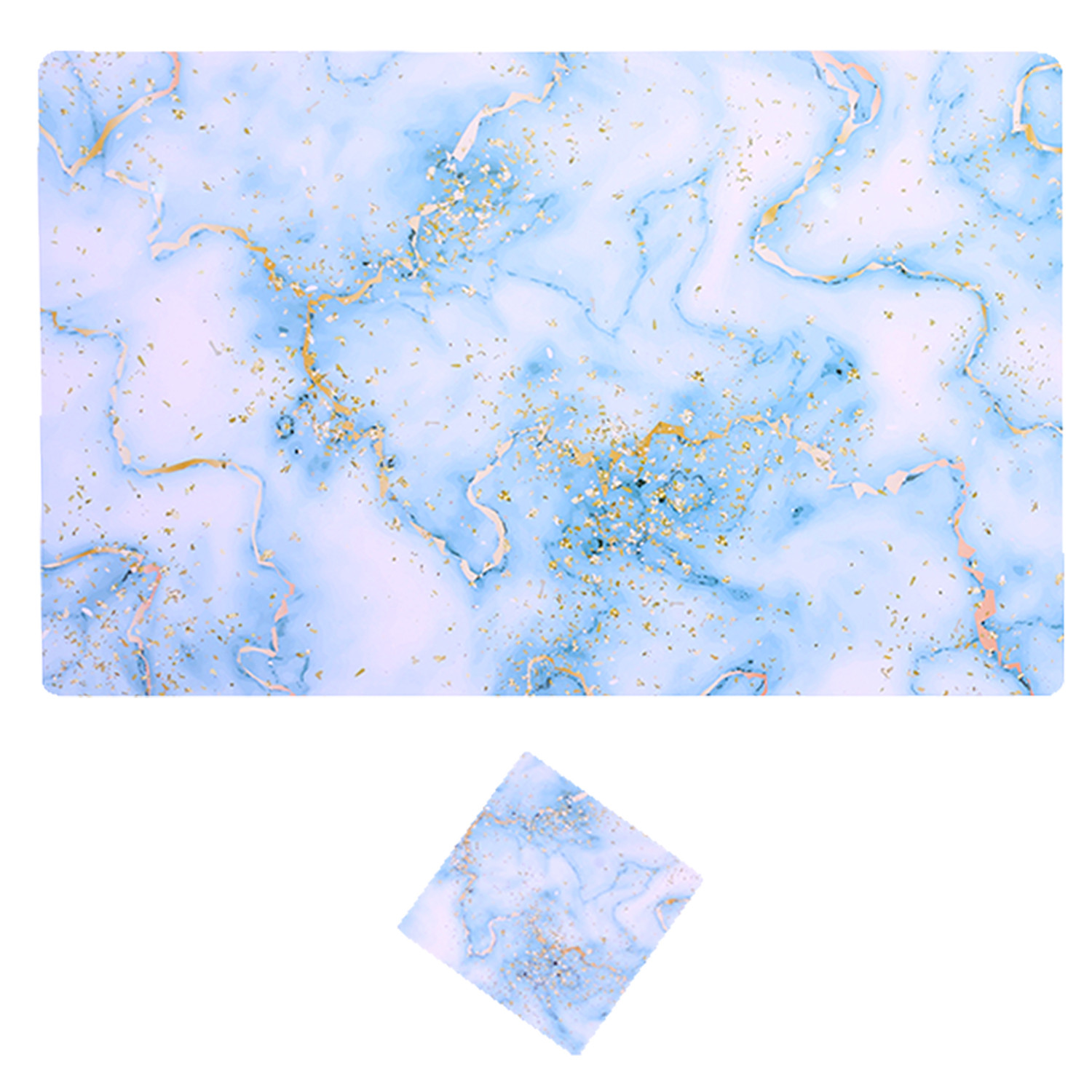 Kuber Industries Placemat  Table Placemats with Coasters  Table Placemats with Tea Coasters  Dining Table Placemats  Coasters Set  See Gold  12 Piece Set  Sky Blue