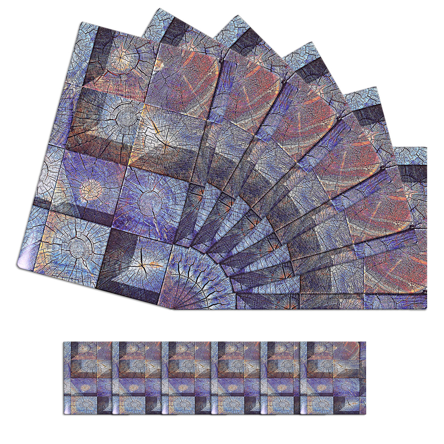 Kuber Industries Placemat  Table Placemats with Coasters  Table Placemats with Tea Coasters  Dining Table Placemats  Coasters Set  Tree Square  12 Piece Set  Blue