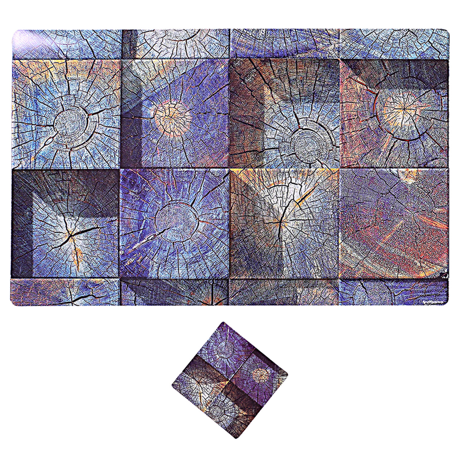 Kuber Industries Placemat  Table Placemats with Coasters  Table Placemats with Tea Coasters  Dining Table Placemats  Coasters Set  Tree Square  12 Piece Set  Blue