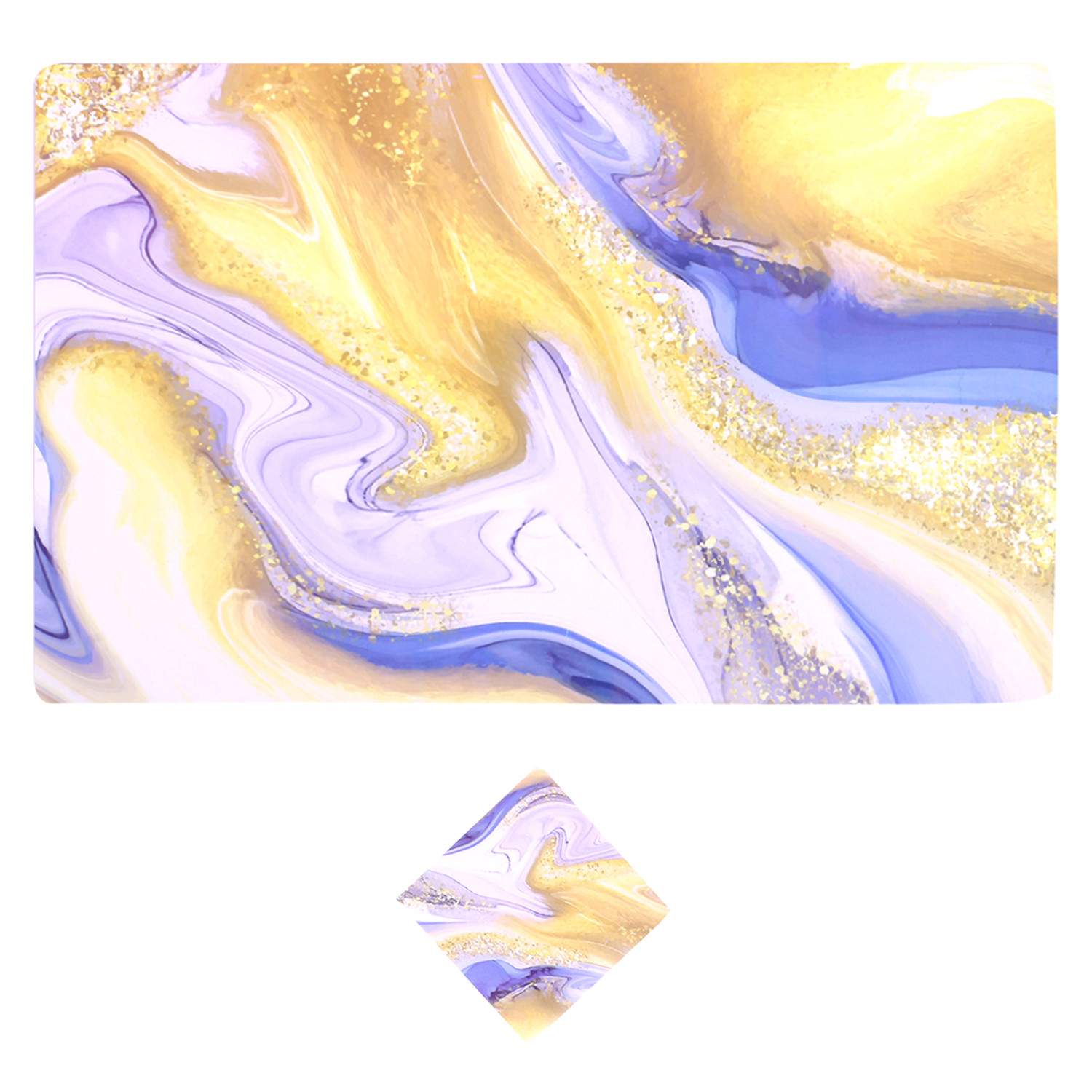 Kuber Industries Placemat  Table Placemats with Coasters  Table Placemats with Tea Coasters  Dining Table Placemats  Coasters Set  Pale Marble  12 Piece Set  Yellow