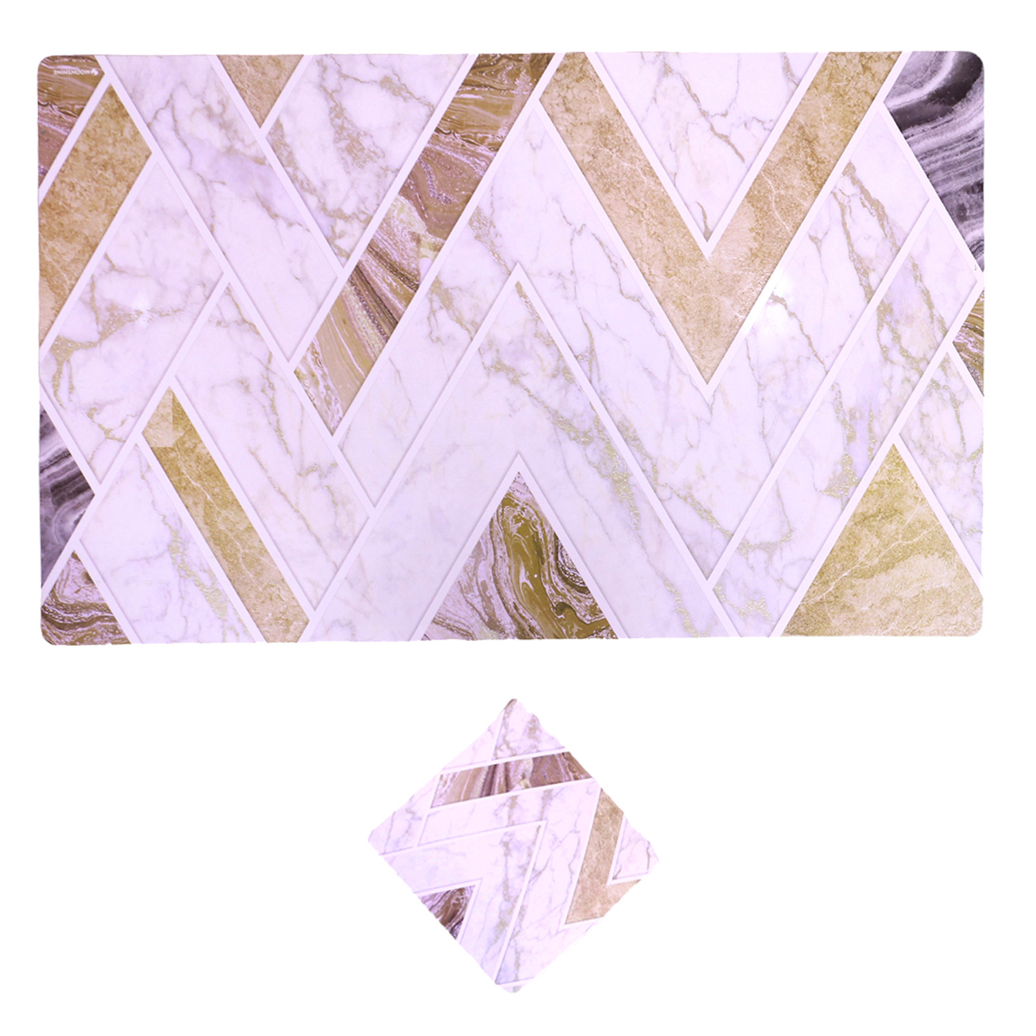 Kuber Industries Placemat  Table Placemats with Coasters  Table Placemats with Tea Coasters  Dining Table Placemats  Coasters Set  Milky Marble  12 Piece Set  White