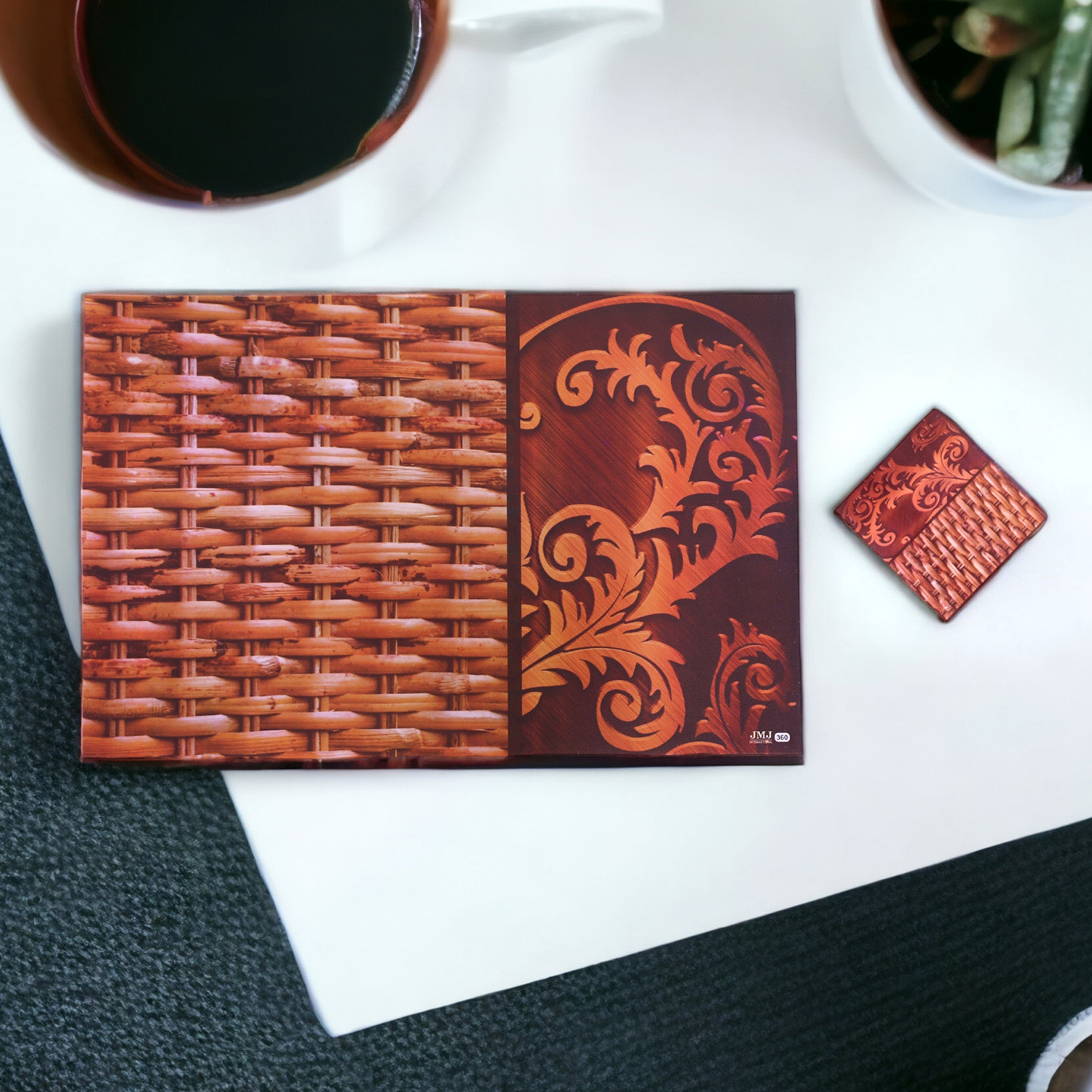 Kuber Industries Placemat  Table Placemats with Coasters  Table Placemats with Tea Coasters  Dining Table Placemats  Coasters Set  Rassa Placemat  12 Piece Set  Brown