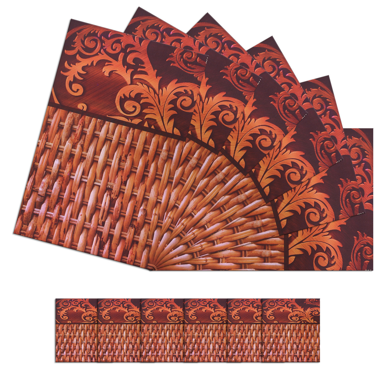 Kuber Industries Placemat  Table Placemats with Coasters  Table Placemats with Tea Coasters  Dining Table Placemats  Coasters Set  Rassa Placemat  12 Piece Set  Brown