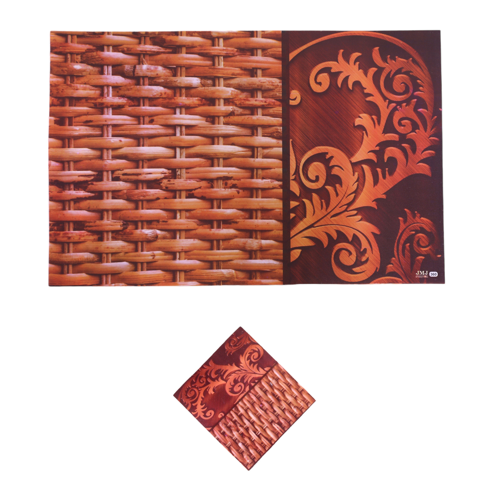 Kuber Industries Placemat  Table Placemats with Coasters  Table Placemats with Tea Coasters  Dining Table Placemats  Coasters Set  Rassa Placemat  12 Piece Set  Brown