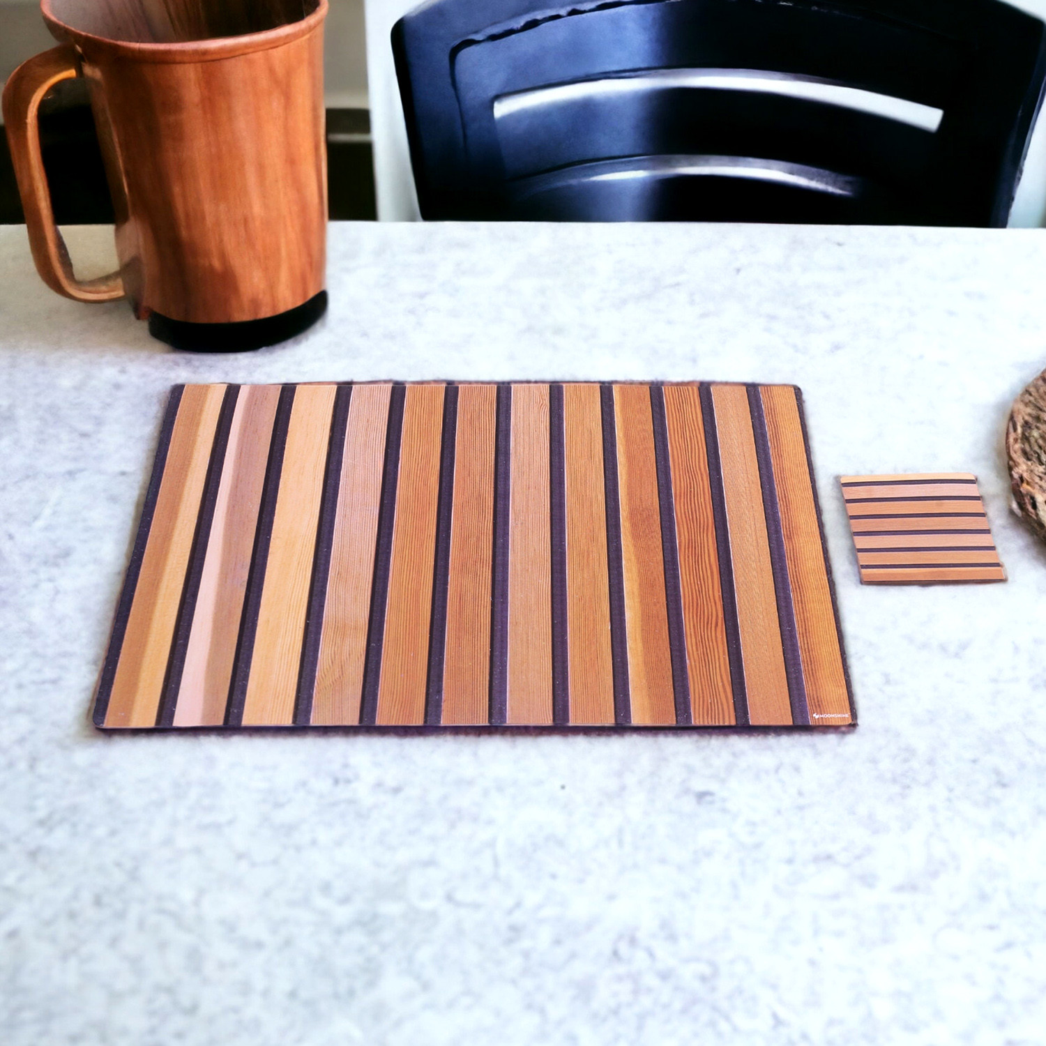 Kuber Industries Placemat | Table Placemats with Coasters | Table Placemats with Tea Coasters | Dining Table Placemats & Coasters Set | Lining Placemat | 12 Piece Set | Wooden