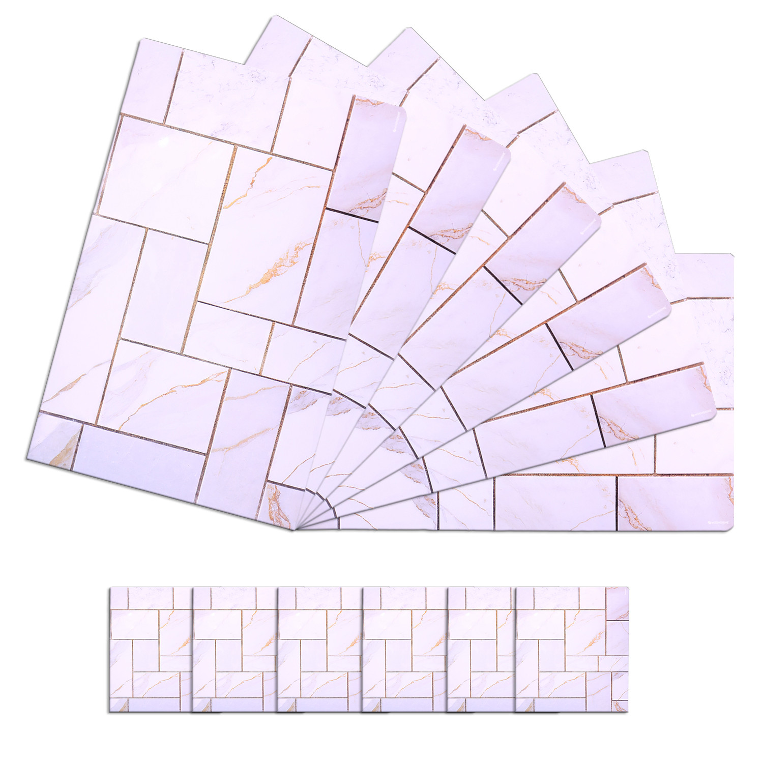 Kuber Industries Placemat | Table Placemats with Coasters | Table Placemats with Tea Coasters | Dining Table Placemats & Coasters Set | Check Marble | 12 Piece Set | Core White