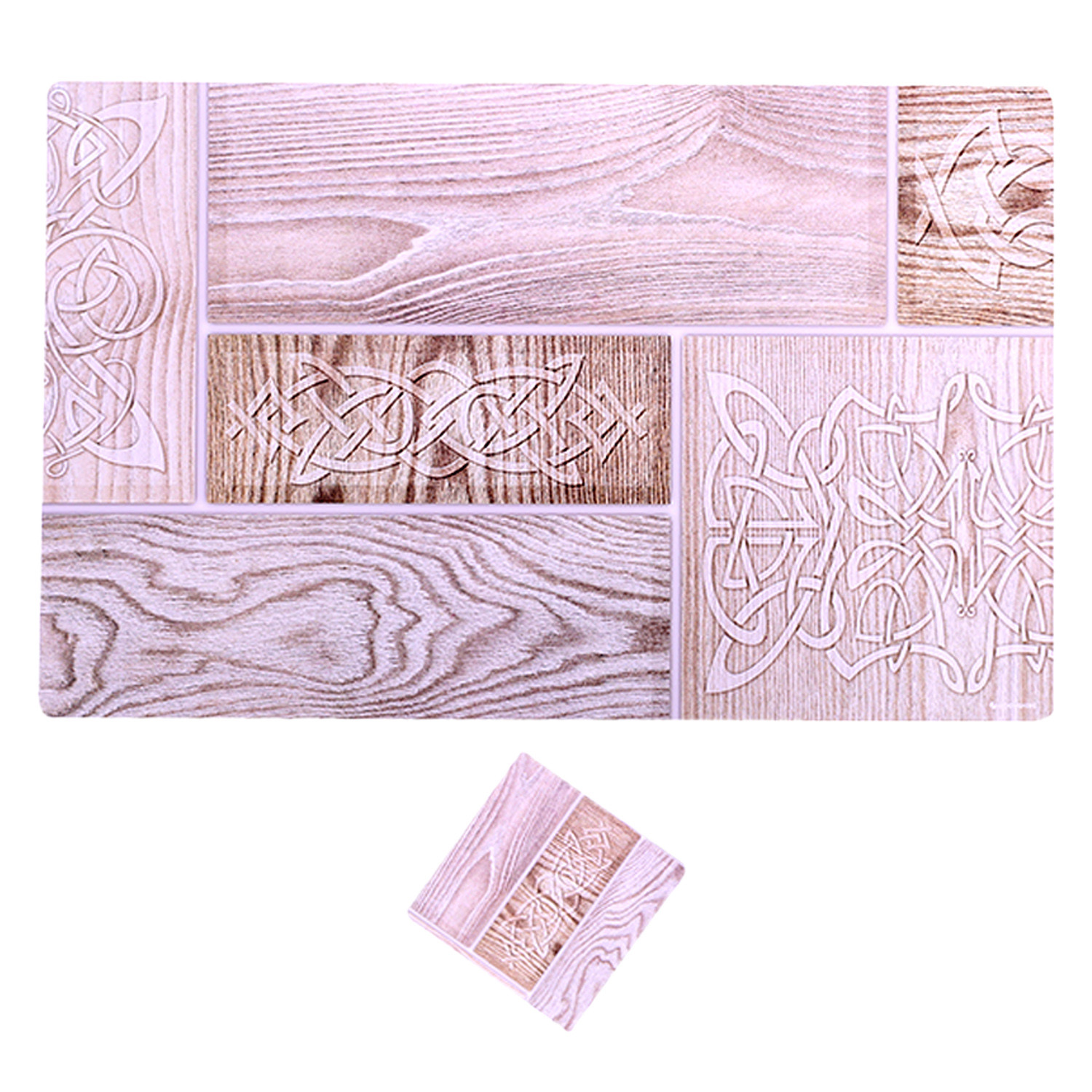 Kuber Industries Placemat | Table Placemats with Coasters | Table Placemats with Tea Coasters | Dining Table Placemats & Coasters Set | Wood Placemat | 12 Piece Set | Cream