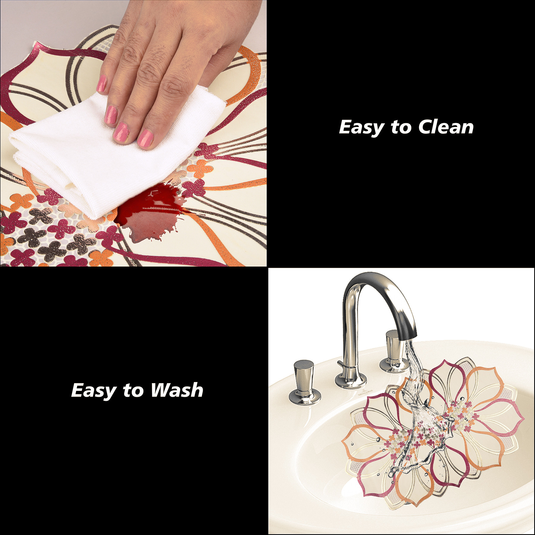 Kuber Industries Placemats  Placemats for Dining Table  Placemats for Kitchen  Table Placemats  Table Runner Mat  Multi Leaf Placemats  Dinner Mat  6 Piece Set  Golden