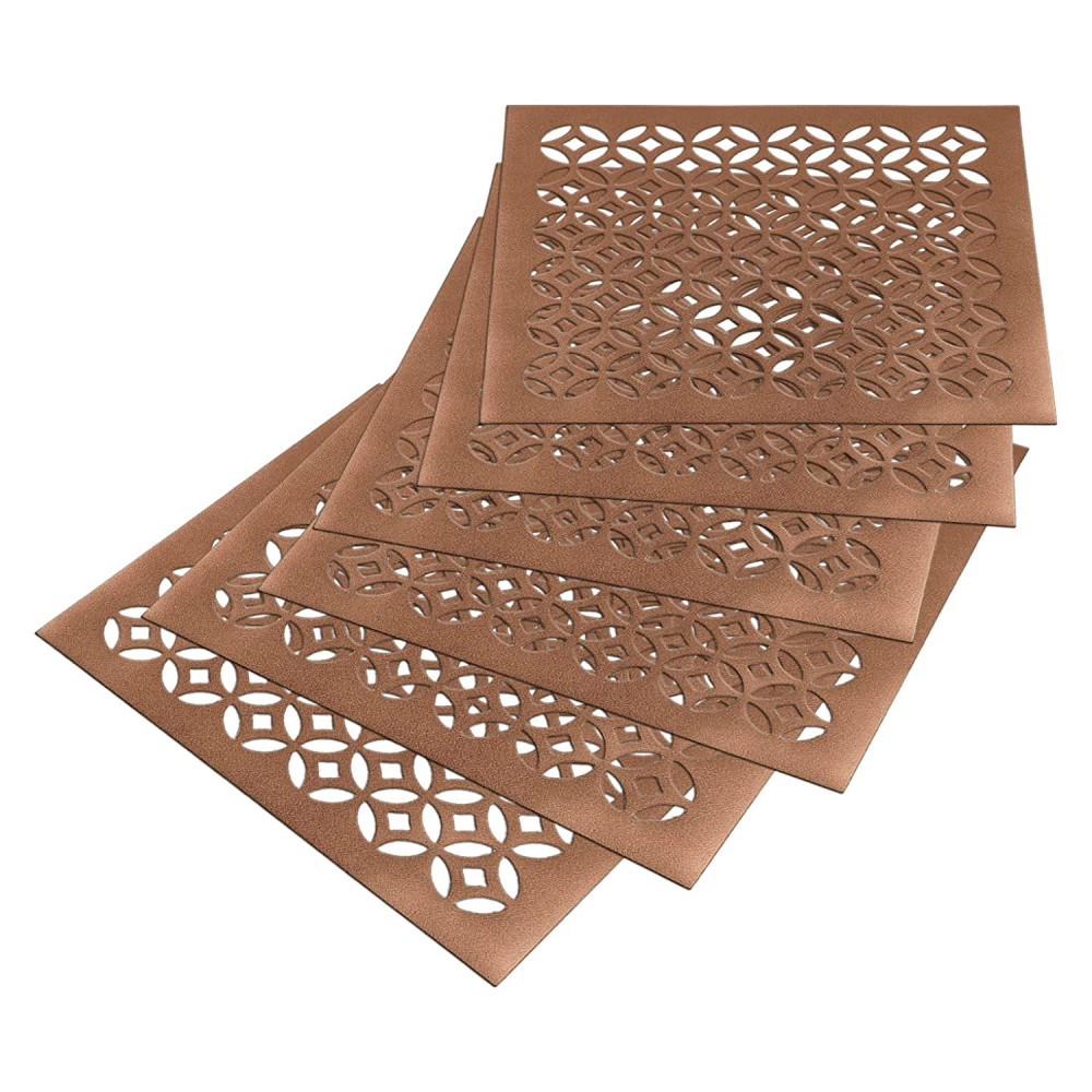 Kuber Industries Placemats for Dining Table|Arccircle Pattern Table Placemats for Kitchen|PVC Heat Resistant Table Placemats 12x12 Inch|Set of 6 (Copper)