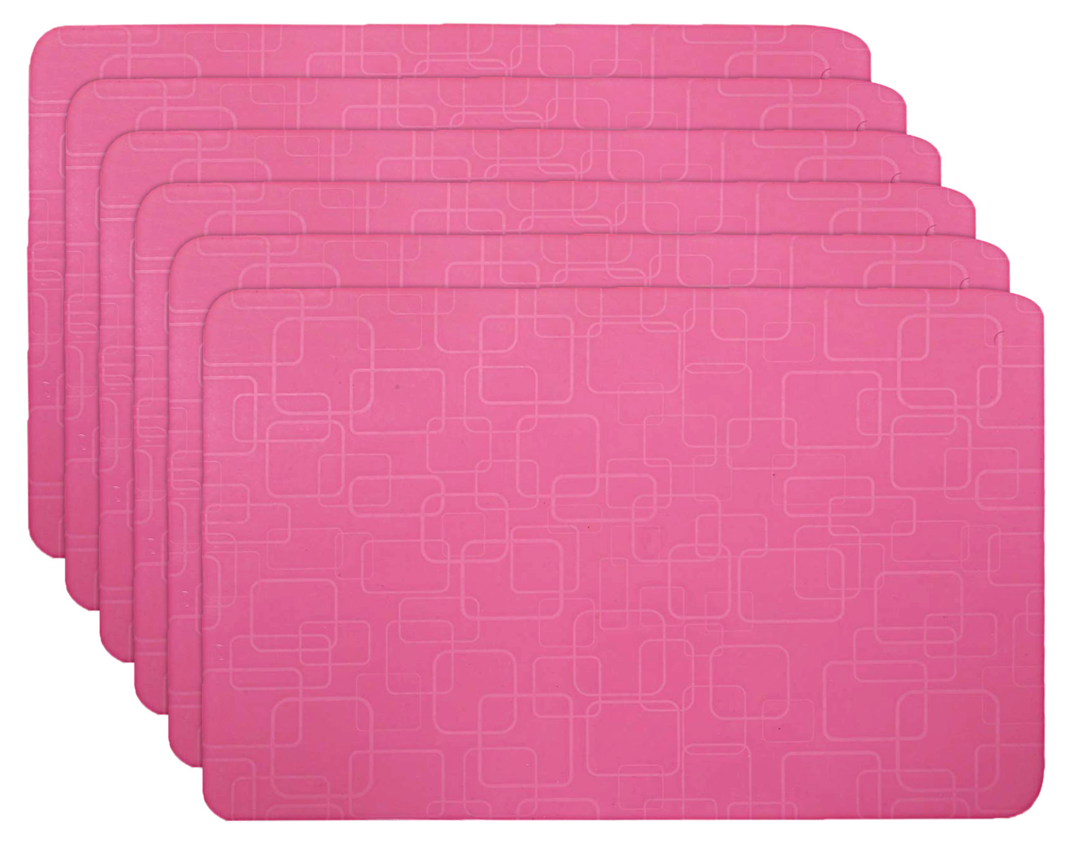 Kuber Industries Placemats Table Mats Easy to Clean PVC Place Mats for Dining, Set of 6 (Pink)