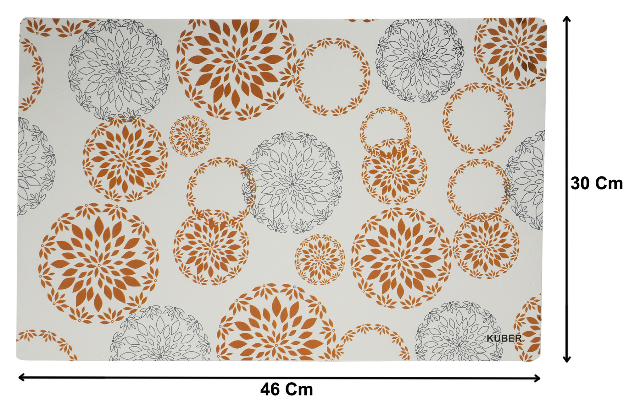Kuber Industries Placemats Table Mats Non Slip Easy to Clean Wipeable Crossweave Woven PVC Washable Place Mats for Dining Kitchen Restaurant Table Set of 6, Rangoli,White