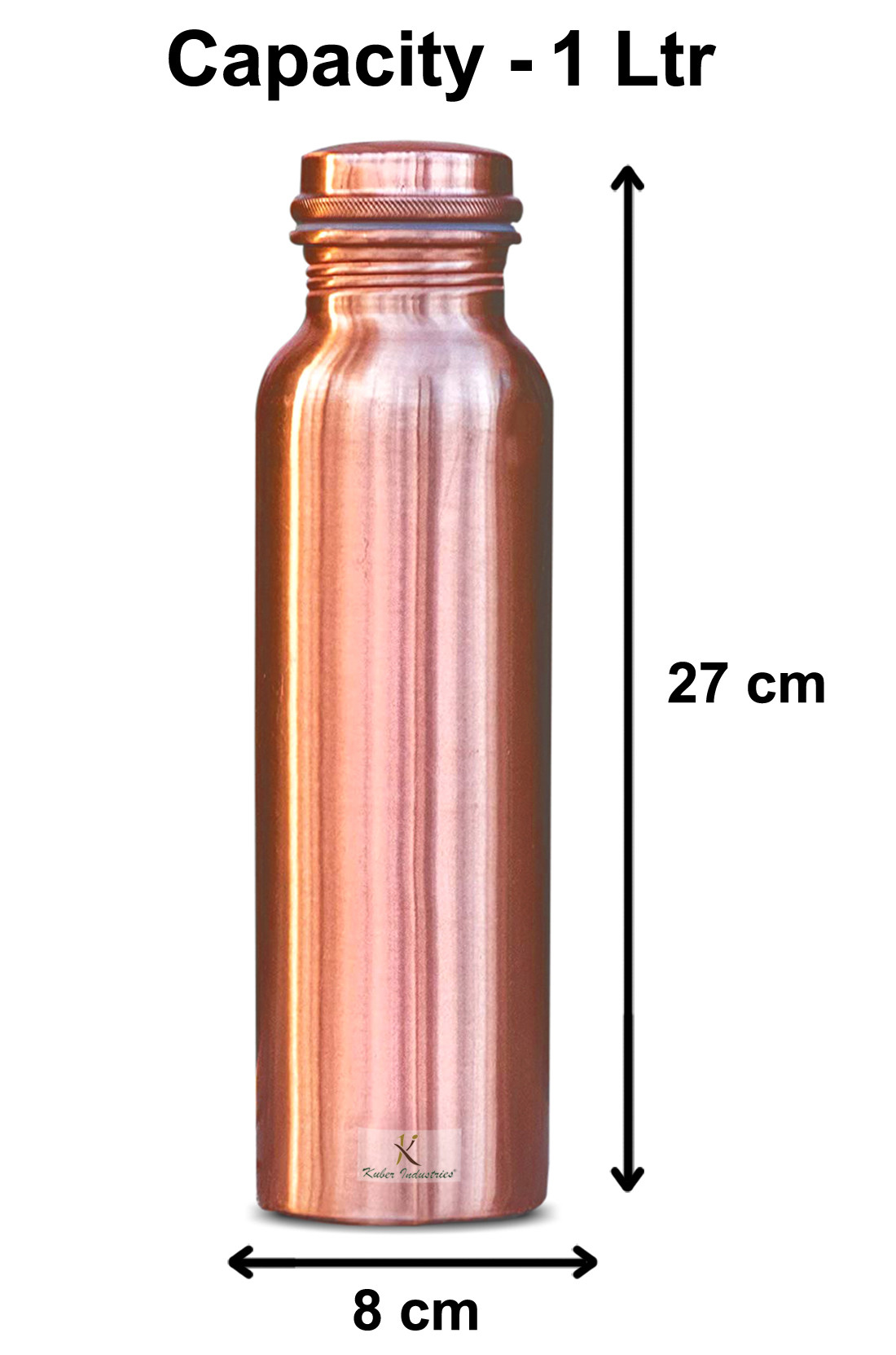 Kuber Industries Plain Pure Copper Water Bottle,1Ltr (Brown)-KUBMRT11563