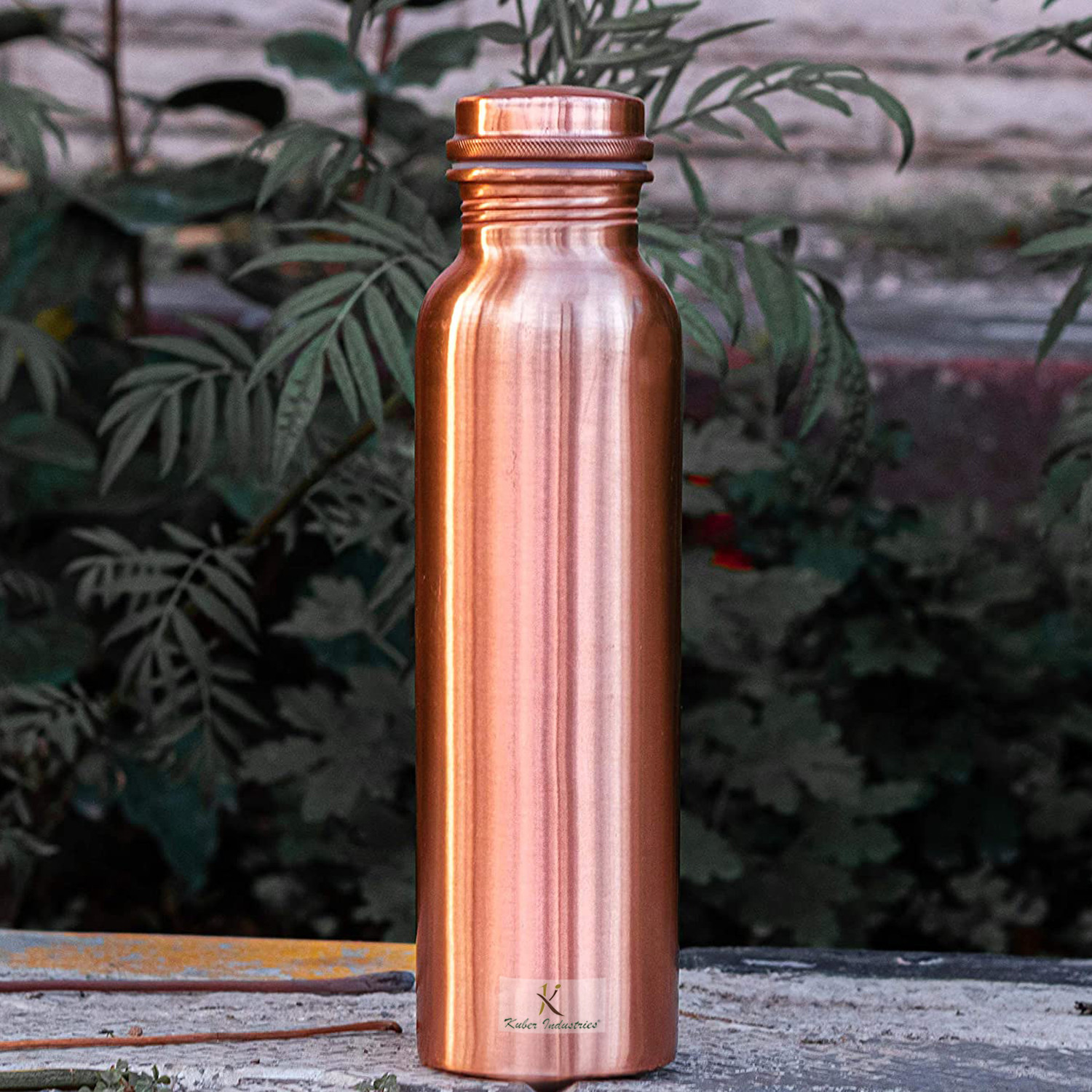 Kuber Industries Plain Pure Copper Water Bottle,1Ltr (Brown)-KUBMRT11563
