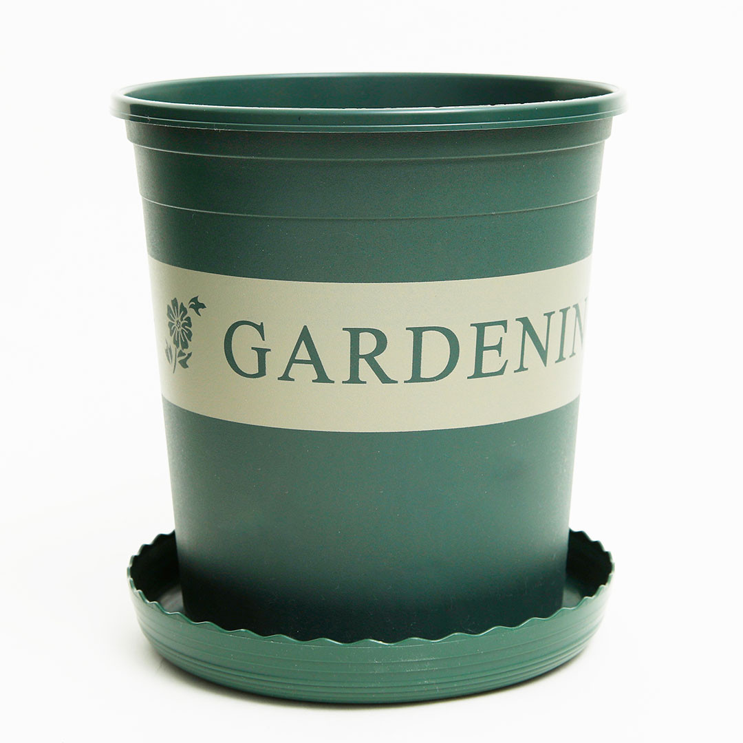 Kuber Industries Plant Pot|Durable & Lightweight|Water Drainage Holes|Plastic Flower Pot For Patio|Large|Green