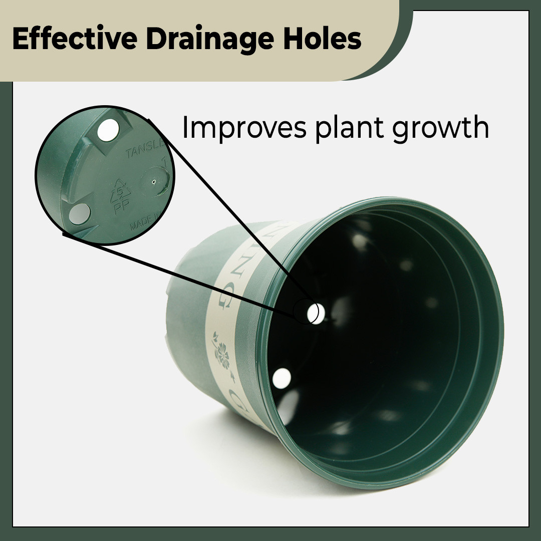 Kuber Industries Plant Pot|Durable & Lightweight|Water Drainage Holes|Plastic Flower Pot For Patio|Large|Green