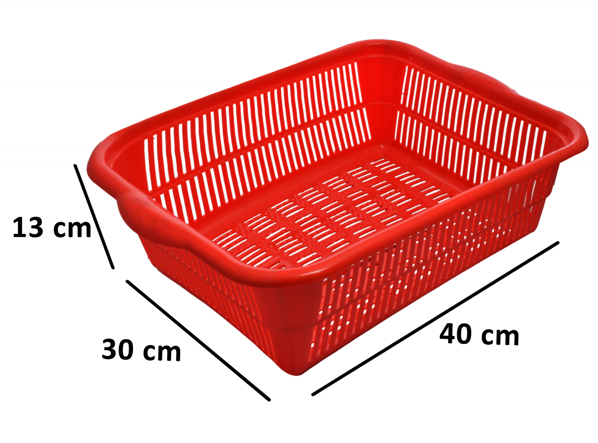 Kuber Industries Plastic 2 Pieces Kitchen Medium & Large Size Dish Rack Drainer Vegetables And Fruits Washing Basket Dish Rack Multipurpose Organizers (Red)-KUBMART824