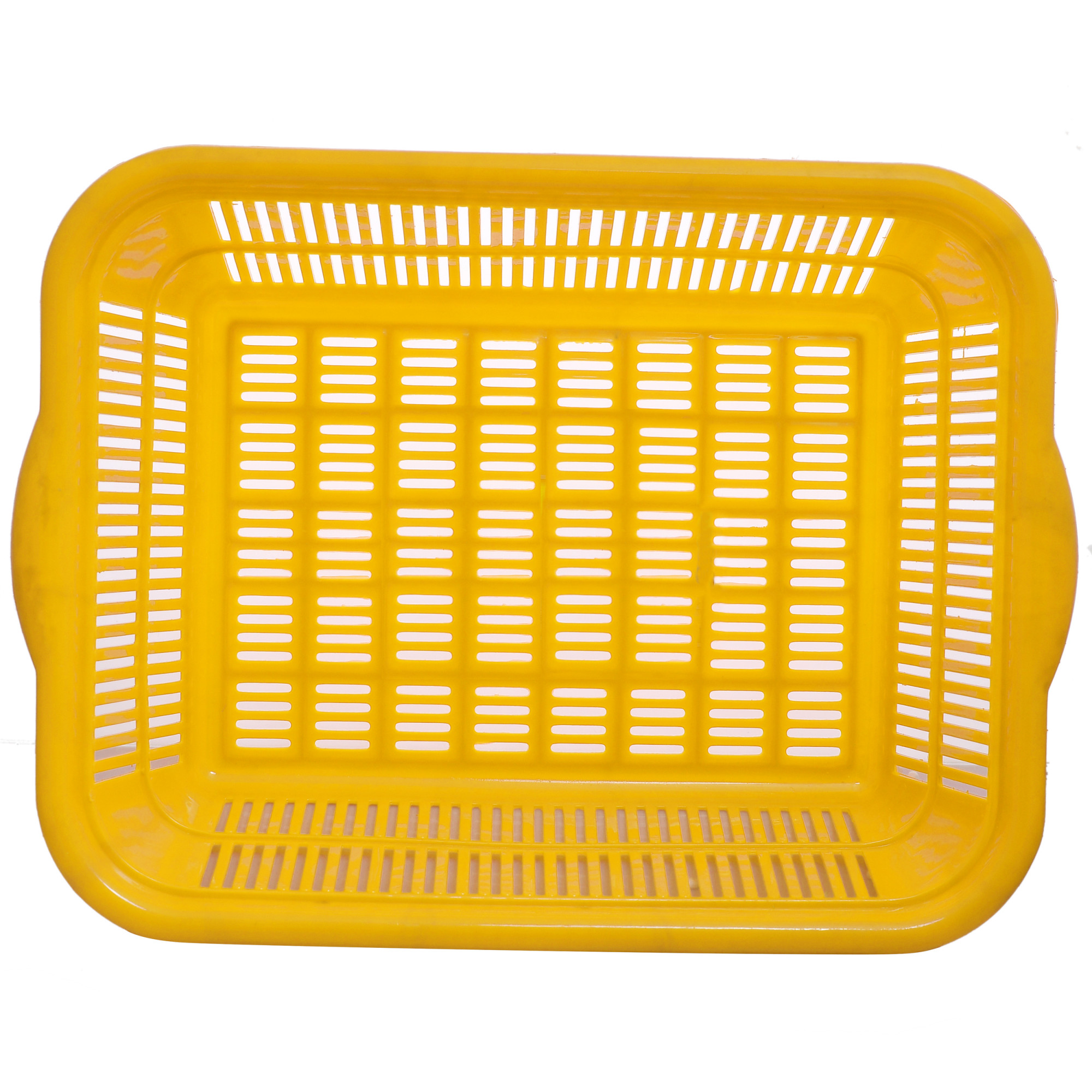 Kuber Industries Plastic 2 Pieces Kitchen Medium & Large Size Dish Rack Drainer Vegetables And Fruits Washing Basket Dish Rack Multipurpose Organizers (Yellow)-KUBMART826