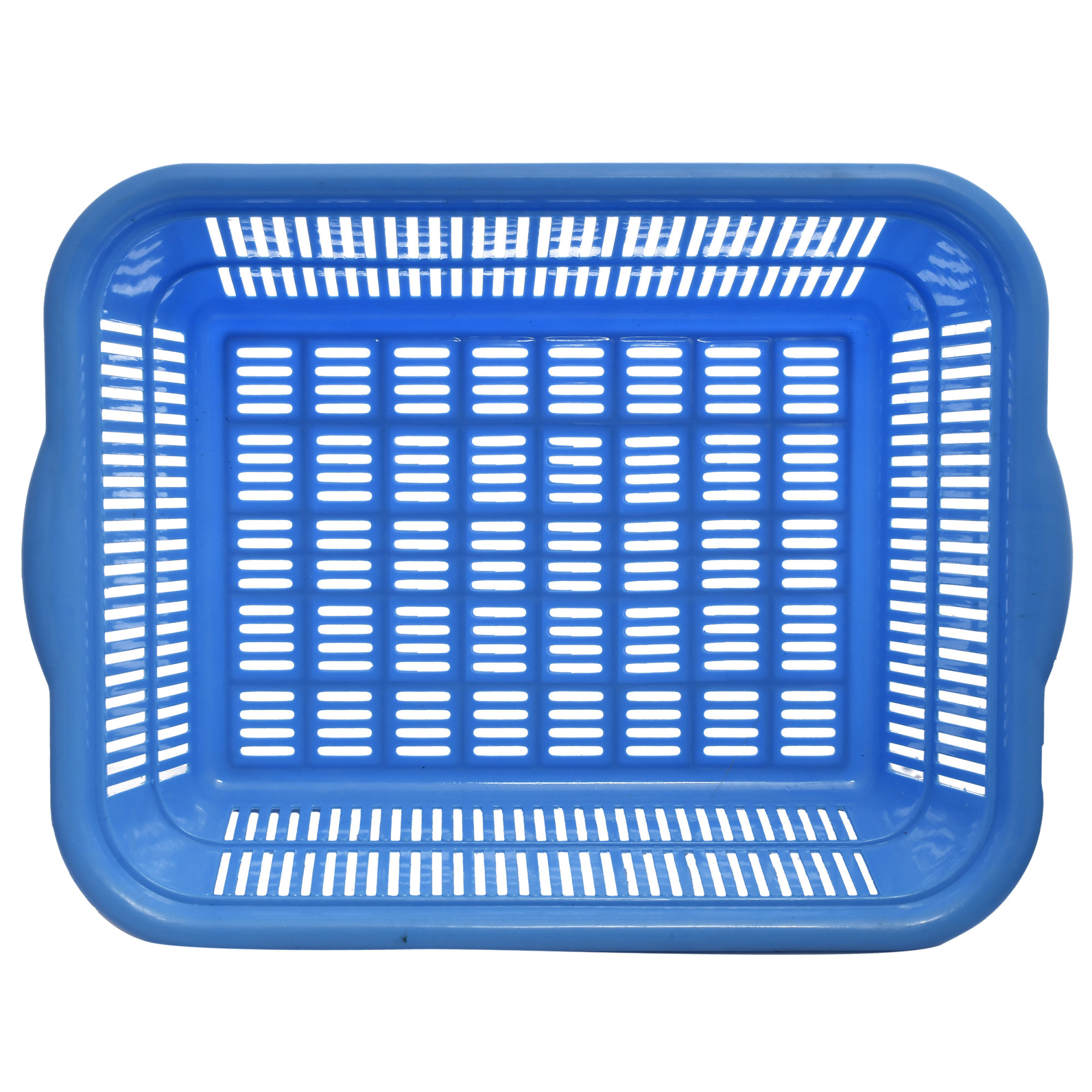 Kuber Industries Plastic 2 Pieces Kitchen Small & Medium Size Dish Rack Drainer Vegetables And Fruits Washing Basket Dish Rack Multipurpose Organizers (Blue)-KUBMART810