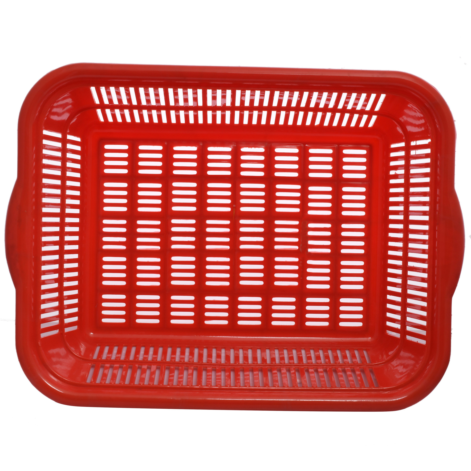 Kuber Industries Plastic 2 Pieces Kitchen Small & Medium Size Dish Rack Drainer Vegetables And Fruits Washing Basket Dish Rack Multipurpose Organizers (Red)-KUBMART812
