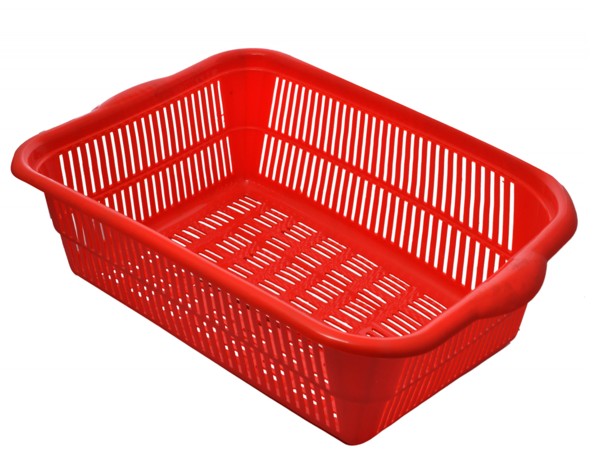 Kuber Industries Plastic 2 Pieces Kitchen Small & Medium Size Dish Rack Drainer Vegetables And Fruits Washing Basket Dish Rack Multipurpose Organizers (Red)-KUBMART812