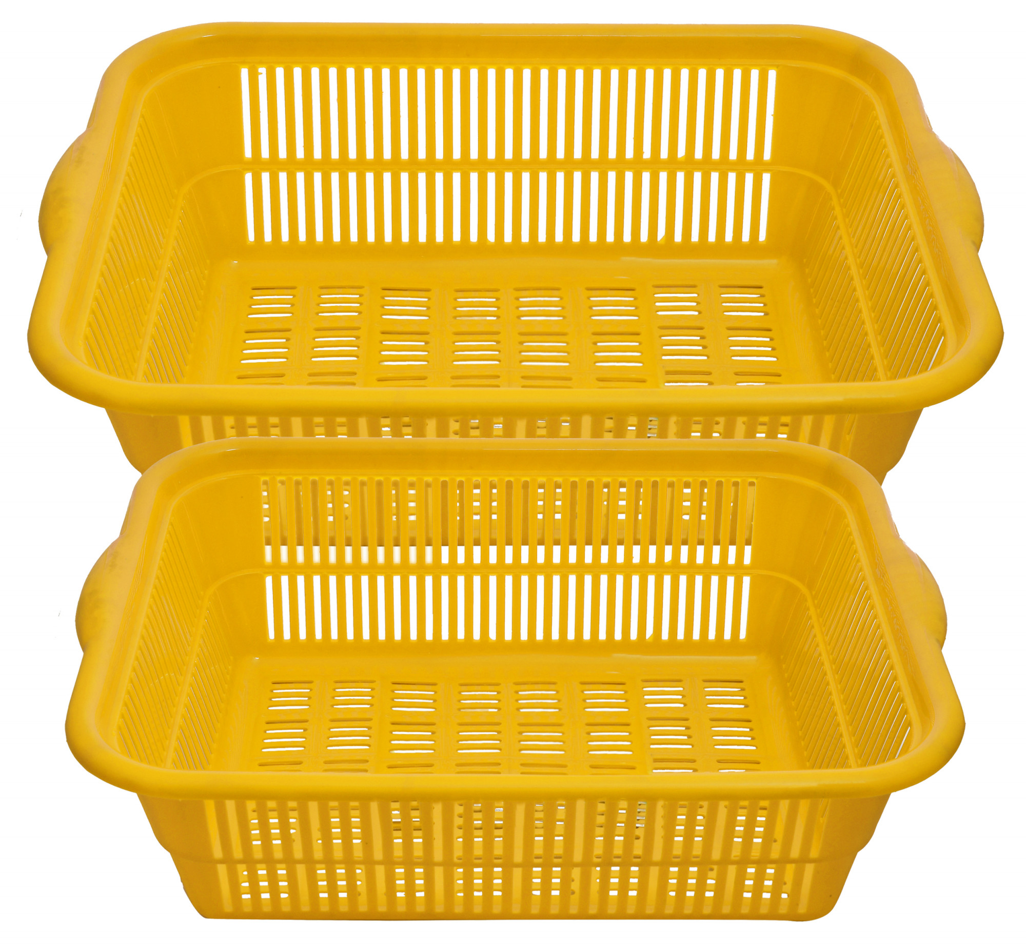 Kuber Industries Plastic 2 Pieces Kitchen Small & Medium Size Dish Rack Drainer Vegetables And Fruits Washing Basket Dish Rack Multipurpose Organizers (Yellow)-KUBMART814