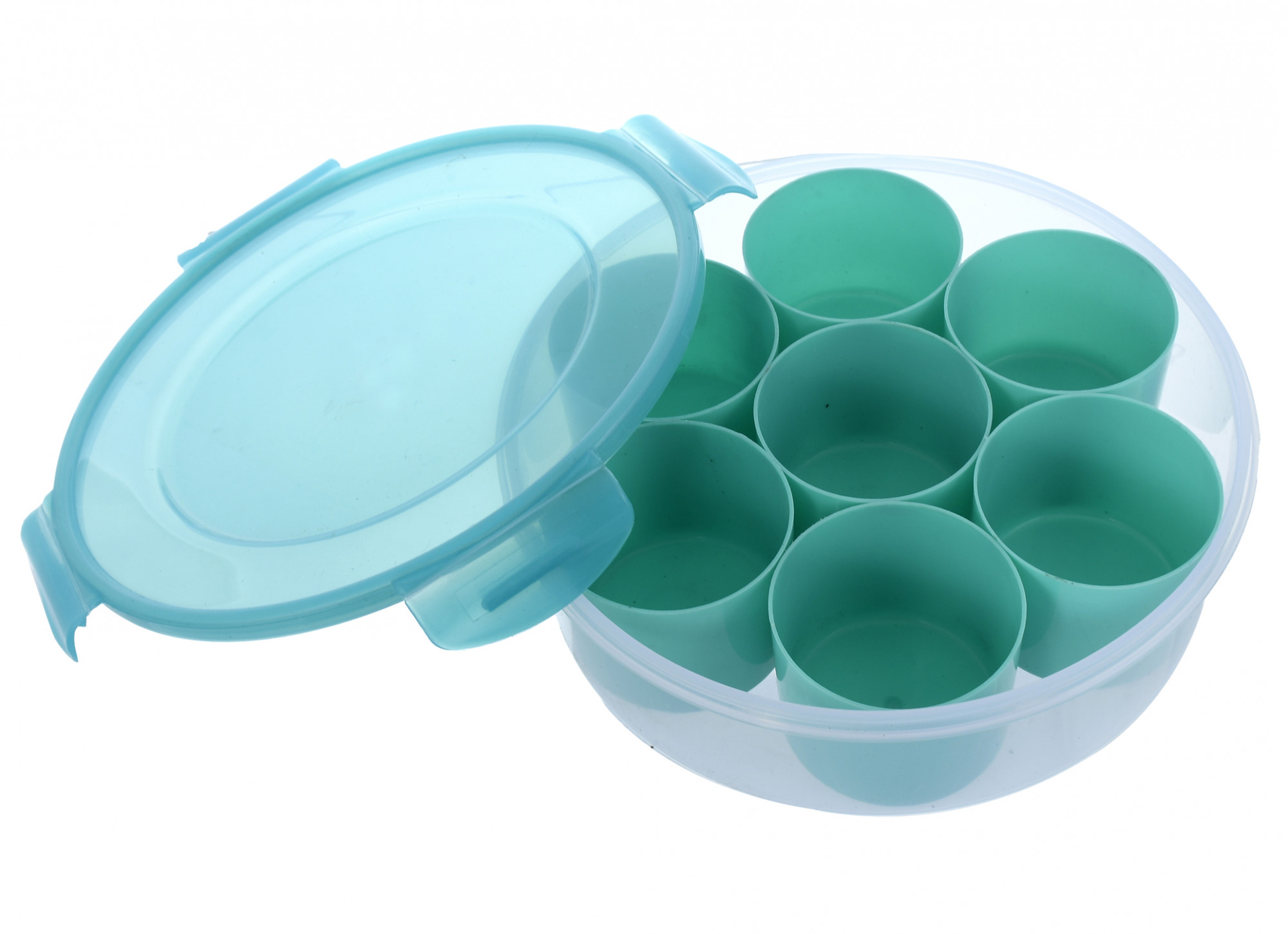Kuber Industries Plastic 2 Pieces Masala (Spice) Box/Dabba/Spice Organiser Airtight & Leak Proof with Lock Lid & 7 Containers (Green & Purple)-KUBMART374