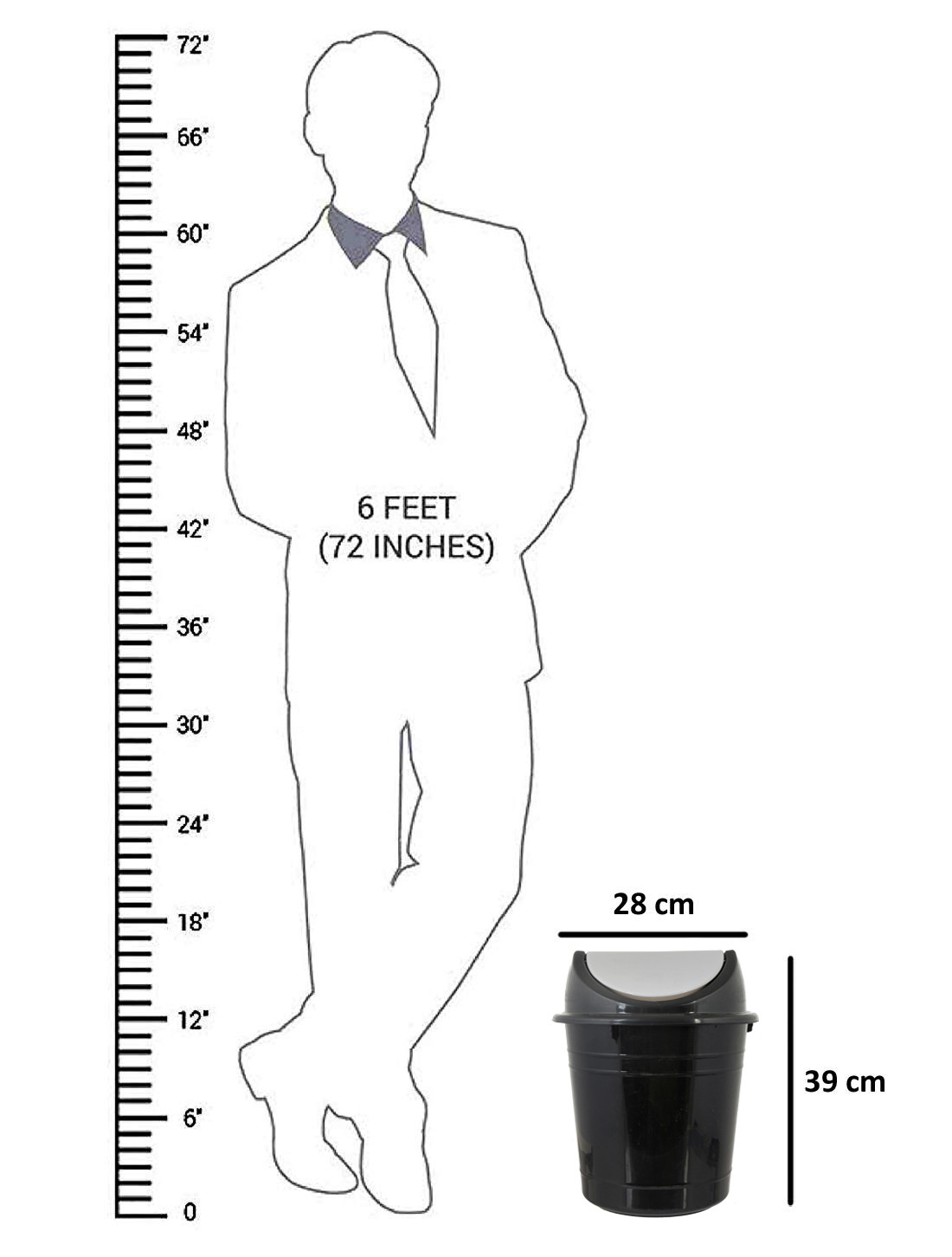 Kuber Industries Plastic 2 Pieces Medium Size Swing Dustbin/ Swing Garbage Bin/ Waste Bin, 10 Liters (Black & Red)