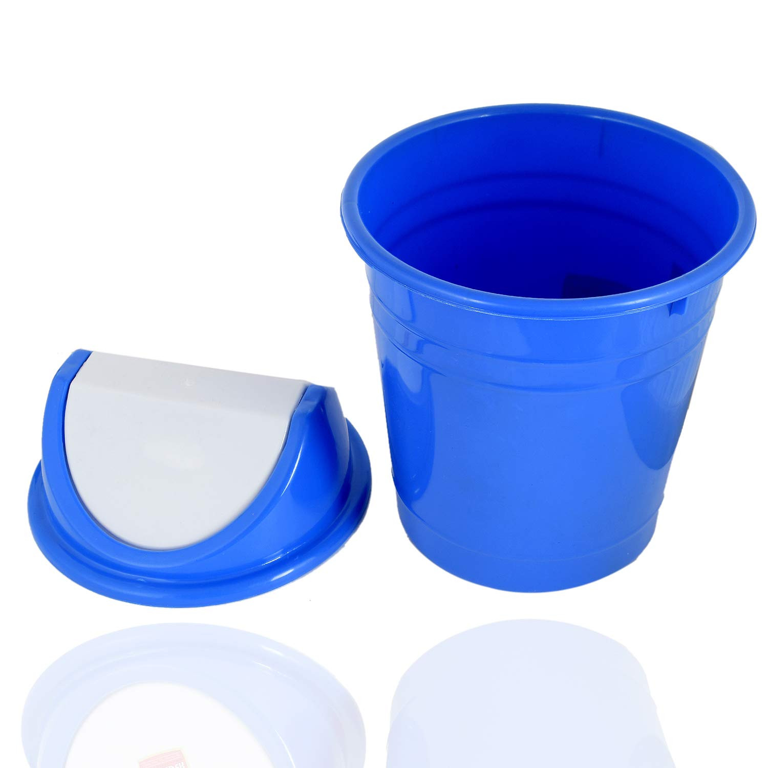 Kuber Industries Plastic 2 Pieces Medium Size Swing Dustbin/ Swing Garbage Bin/ Waste Bin, 10 Liters (Black & Blue)