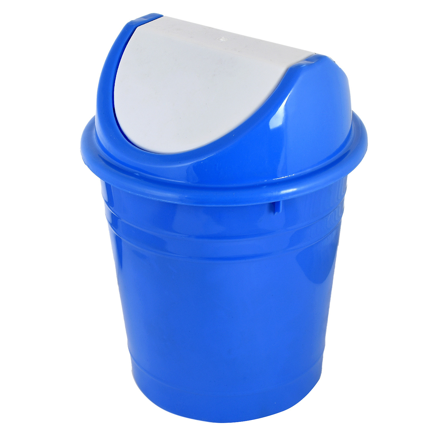 Kuber Industries Plastic 2 Pieces Medium Size Swing Lid Garbage Waste Dustbin for Home, Office, Factory, 10 Liters (Red & Blue) -CTKTC38719