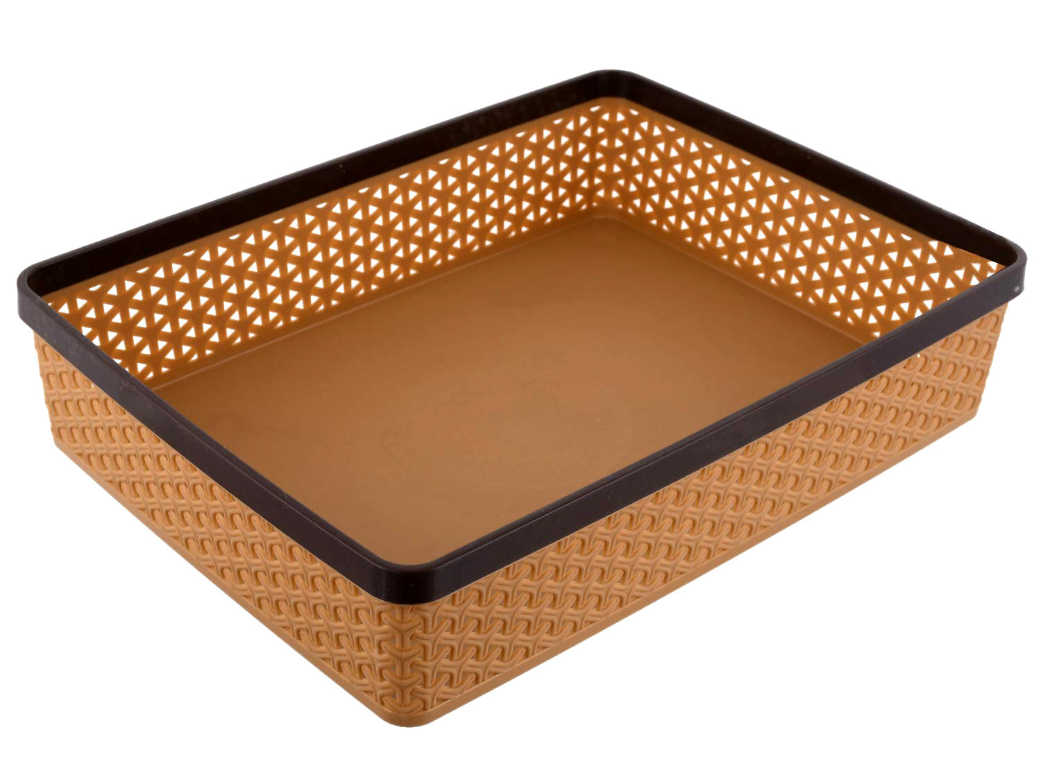 Kuber Industries Plastic 2 Pieces Small & Large Compact And 1 Piece Stationary Office Tray Desk Organizer Container(Set Of 3,Beige)-KUBMART3264